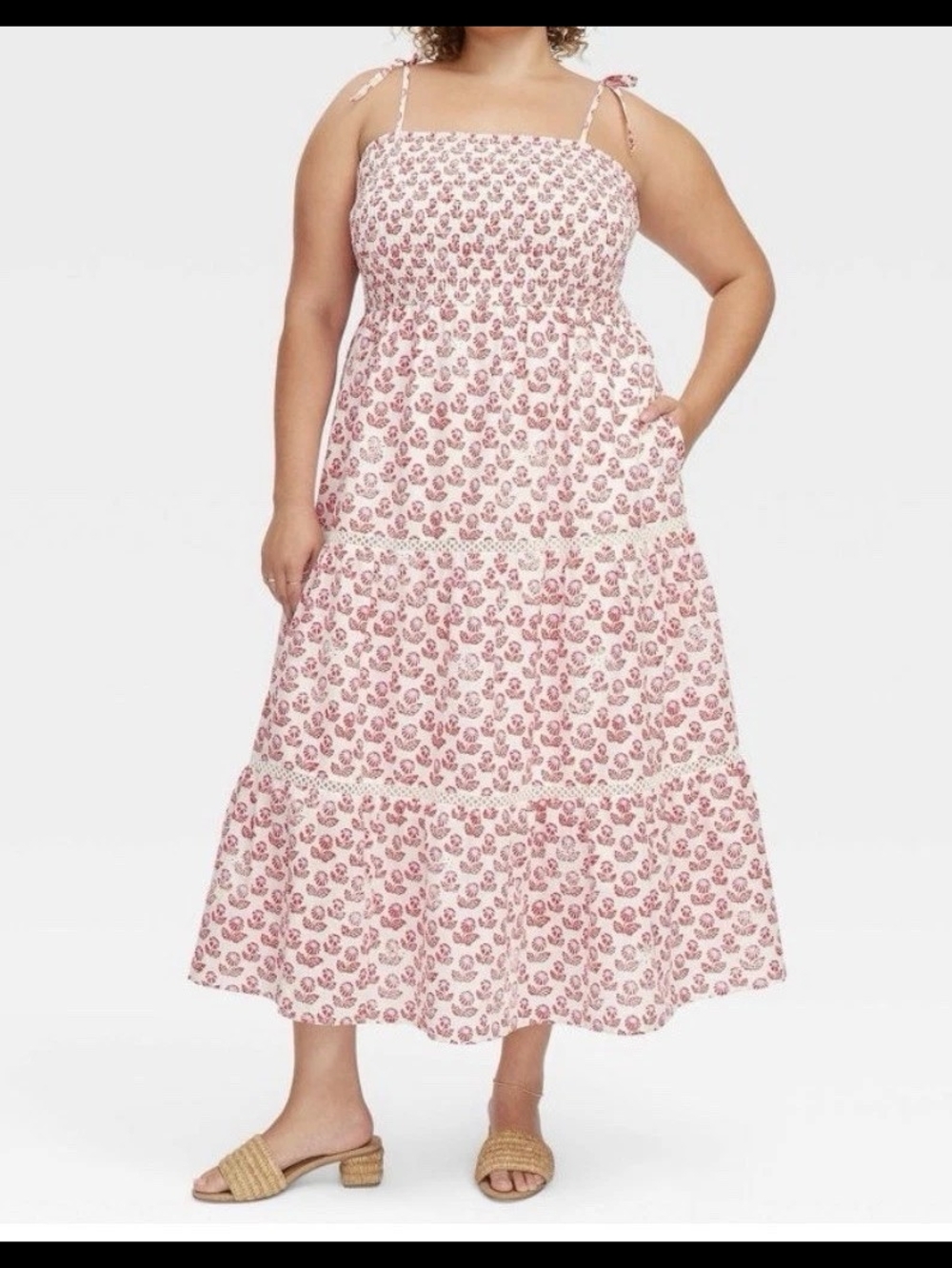 ROLLER RABBIT x Target Women’s White and Red Floral Tiered Maxi Dress - Picture 12 of 14